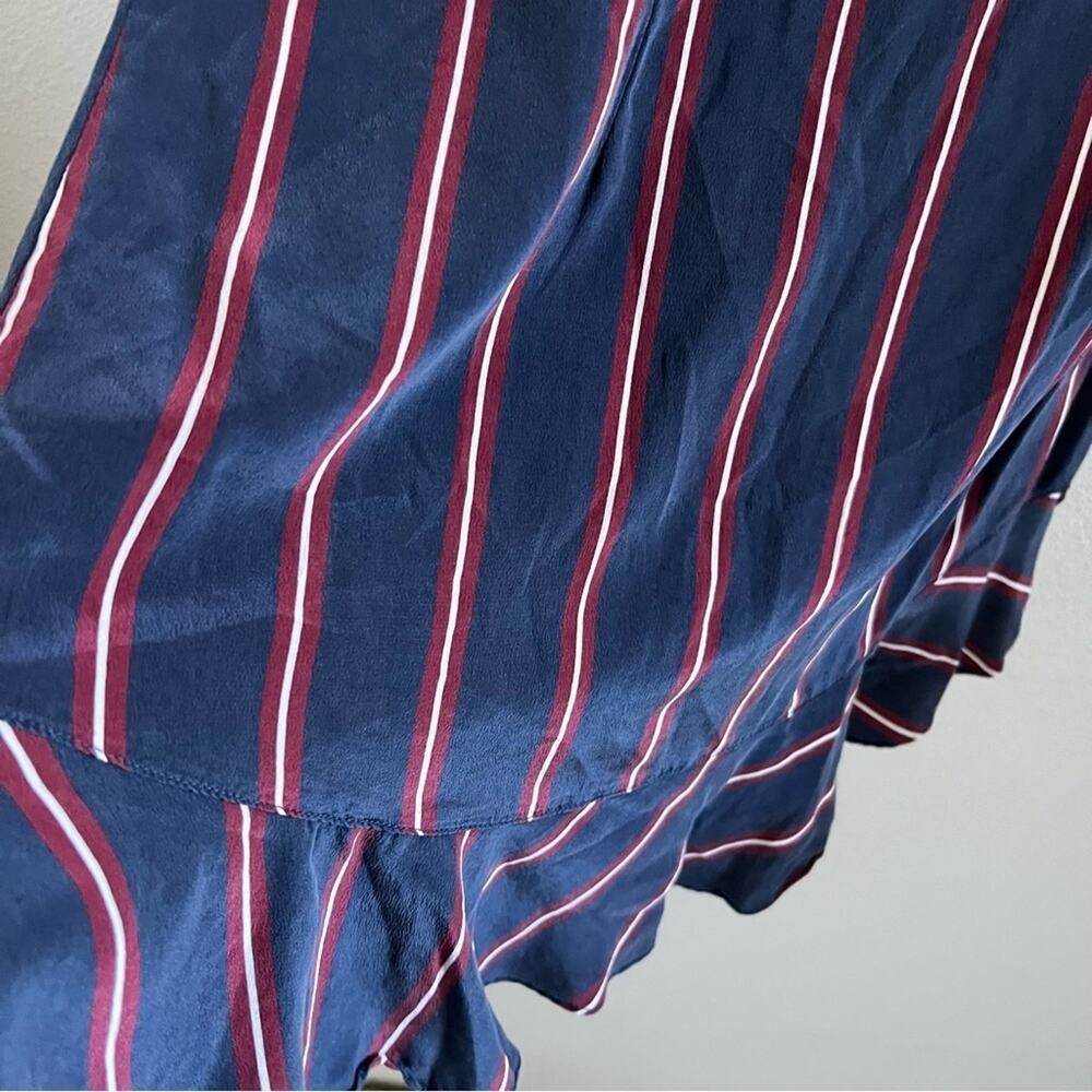 INTERMIX Mila Flutter Sleeve Day Dress Blue Red 100% Silk XS - Picture 7 of 7